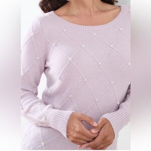 Cleo Petite Lavender Pearl Detail Boatneck Sweater